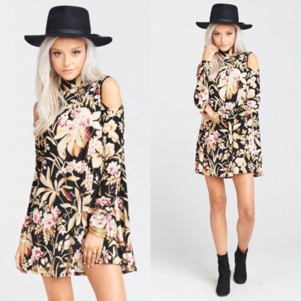 $148 Show Me Your Mumu Cold Shoulder Brady Tunic Botanical Beauty Dress - Picture 2 of 13